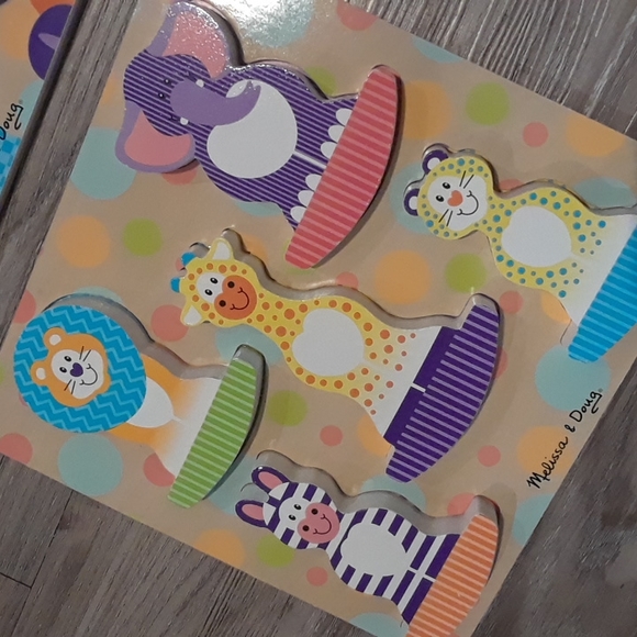 Melissa and Doug Wooden Puzzles Jungle and Circus Animals Baby Toddler Toys - Picture 3 of 3